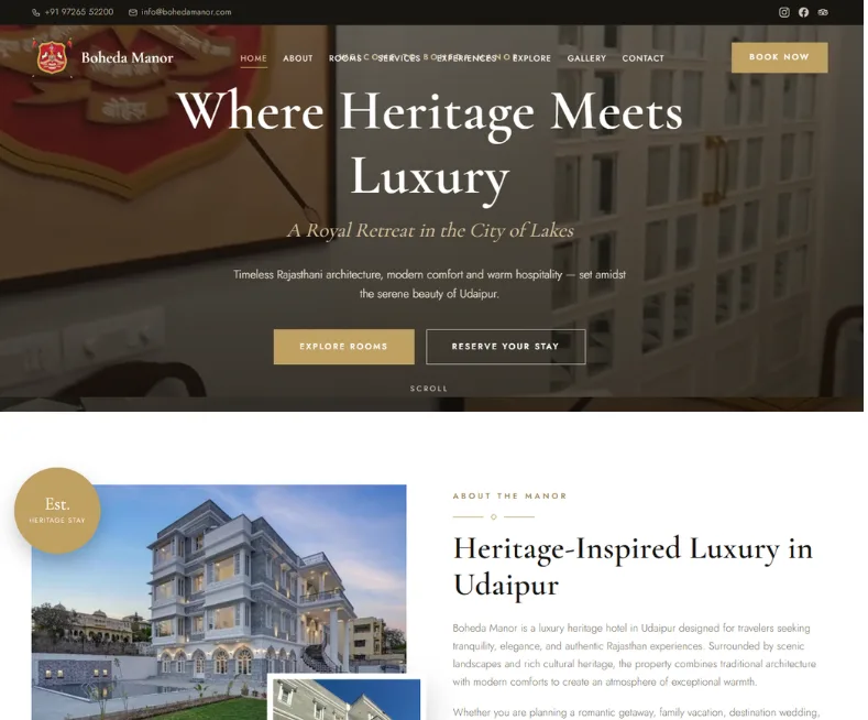 Boheda Manor Luxury Heritage Hotel in Udaipur